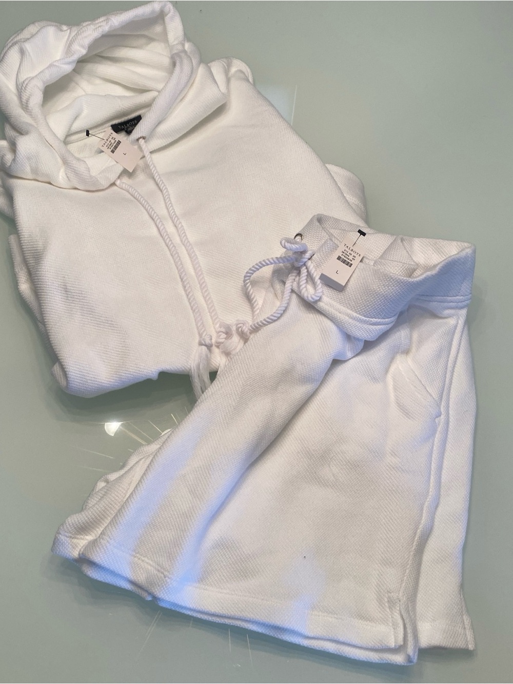 NWT Talbots 2-Piece Terry Hoodie & Shorts Loungewear Set - Size L
